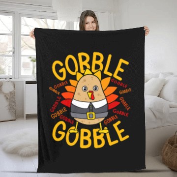 Discover Thanksgiving Vegan Cute Gobble Gobble Potato Turkey Pilgrim Baseball Tees Fleece Blankets