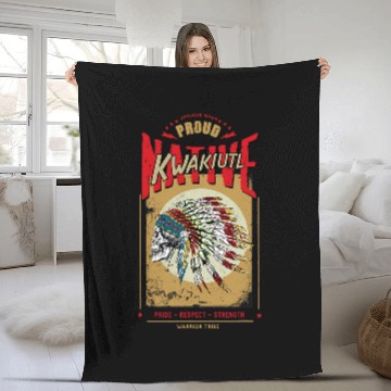 Discover Kwakiutl Native American Indian Warrior Tribe Proud Fleece Blankets