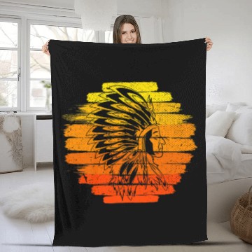 Discover Indigenous Native Pride Indian Headdress Native American Fleece Blankets