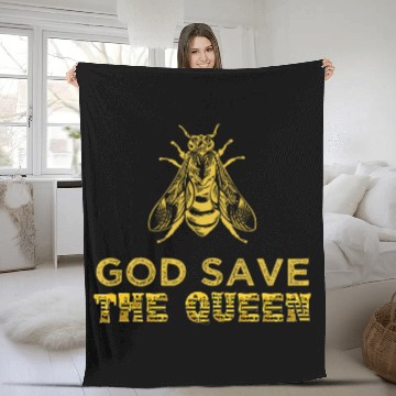 Discover God Save The Queen Bee Beekeeping Funny Beekeeper Gifts Fleece Blankets
