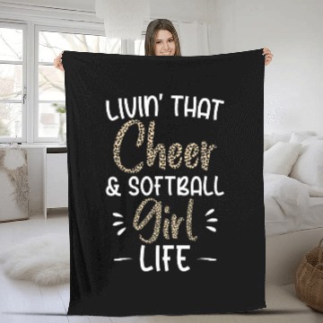 Discover Funny Softball Cheer Lover Leopard Pattern Women Cheerleader Fleece Blankets