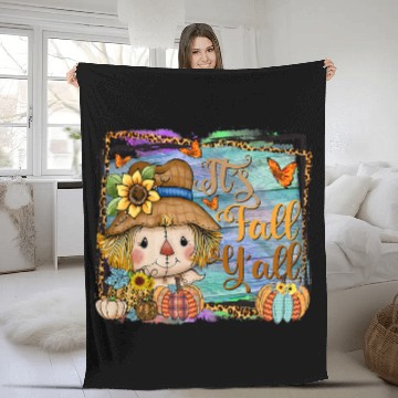 Discover Its Fall Yall Scarecrow Man Butterfly Pumpkin Sunflower Fleece Blankets