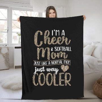 Discover Funny Softball Cheer Mom Leopard Pattern Moms Cheerleader 6 Fleece Blankets