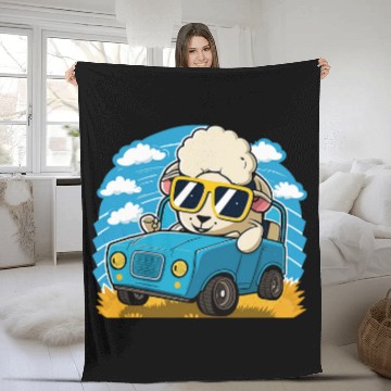 Discover Sheep Lover Joyful Eid Celebration with funny Sheep Driving Car Fleece Blankets