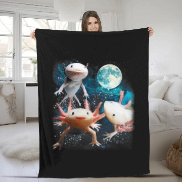 Discover Three Axolotls Starry Night 2Axolotls Howling At The Moons Fleece Blankets