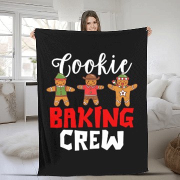 Discover Funny Gingerbread Cookie Baking Crew Christmas Baker Pajama Fleece Blankets