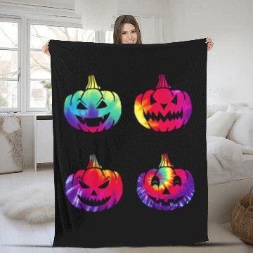 Discover Cute Tie Dye Pumpkin Fleece Blankets