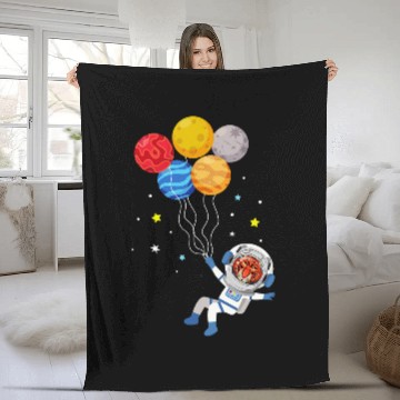 Discover Funny Cheetah Astronaut With Planets In Hand Fleece Blankets