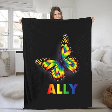 Discover LGBTQ  Ally Rainbow Flag Butterfly Design Pride Fleece Blankets
