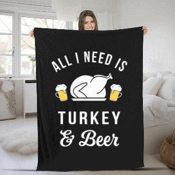 Discover Turkey 2Beer Funny Thanksgiving Drinking Fleece Blankets