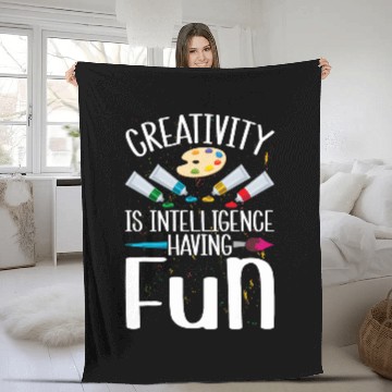 Discover Creativity Is Intelligence Having Fun Art Teacher Artist Baseball Tees Fleece Blankets