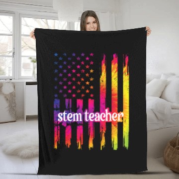Discover STEM Teacher US Flag Science Technology Engineering Math 21 Fleece Blankets