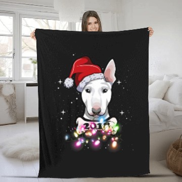 Discover Christmas Lights Bull terrier Baseball Tees Fleece Blankets
