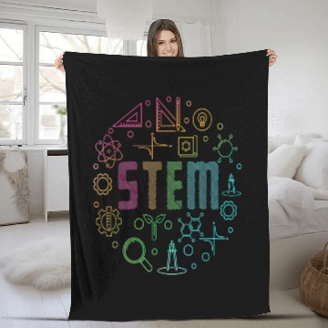 Discover STEM Science Technology Engineering Math Teacher Baseball Tees Fleece Blankets