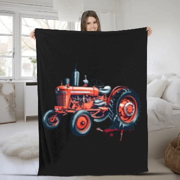 Discover Farmal Model h Tractor Watercolor Graphic Fleece Blankets