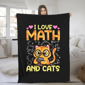 Discover Math Nerd Math Teacher Cat Lover I Love Math And Cats 28 Fleece Blankets