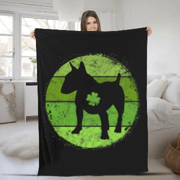 Discover Circular Bull Terrier Shamrock Bully St Patricks Day Zip Fleece Blankets