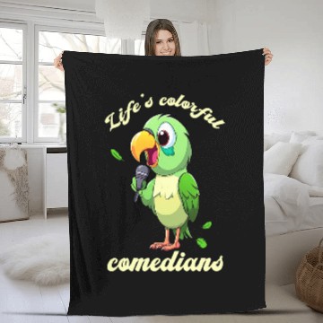 Discover Parrot In Comic Look Microphone Fleece Blankets
