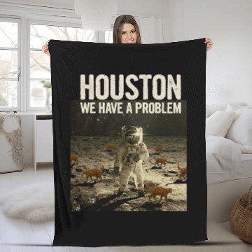 Discover Funny Houston We Have A Problem Cat Lover Moon Astronaut Baseball Tees Fleece Blankets