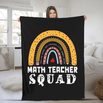 Discover Math Squad Rainbow Leopard School Math Teacher Appreciation Zip Fleece Blankets