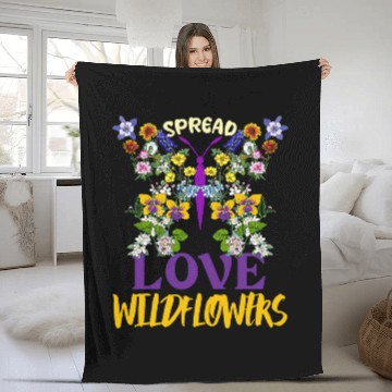 Discover Spread Love Like Wildflowers Kindness Flower Butterfly Shape 21 Fleece Blankets
