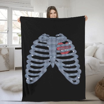 Discover Versailles rib cage rhinestone zip up Fleece Blankets