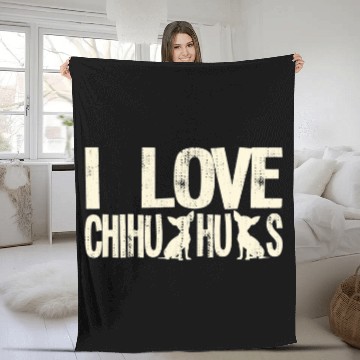 Discover Dog Mom Dad Funny Chihuahua Fleece Blankets