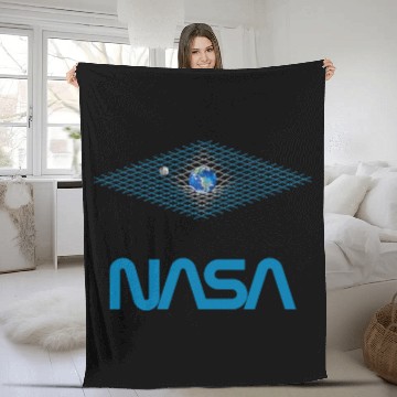 Discover Lacrosse Gift NASA Gravity Earth Moon Worm Logo Fleece Blankets