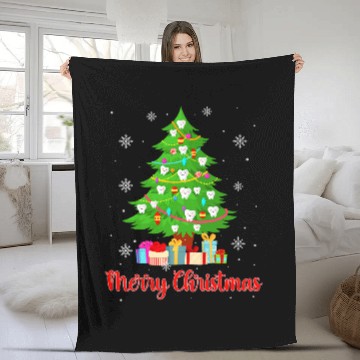 Discover Tooth Christmas Tree dentists Christmas 21 Fleece Blankets