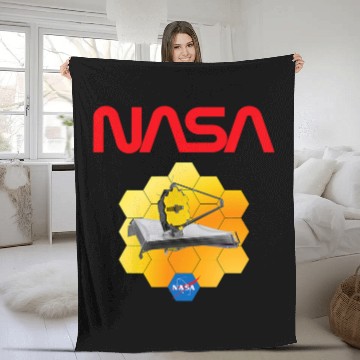 Discover Lacrosse Gift NASA James Webb Worm Insignia Logo Fleece Blankets