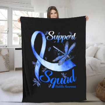 Discover T1D Warrior Support Squad diabetess Awareness Dragonfly Fleece Blankets