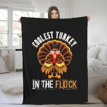 Discover turkey flock blessed festive dinner thanksgiving Fleece Blankets