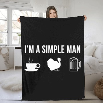 Discover Lacrosse Gift Mens Funny Wild Turkey Hunting Hunter Simple Man 21 Fleece Blankets
