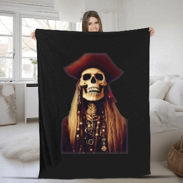 Discover Smug Smiling Hyperdetailed Pirate Skeleton Fleece Blankets