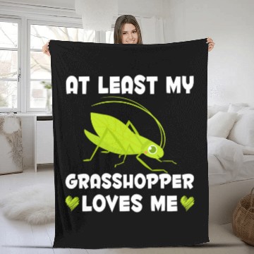 Discover My Grasshopper Loves Me Funny Insect Collector Fleece Blankets