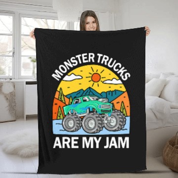 Discover Monster Trucks Are My Jam vintages Retro 29 Zip Fleece Blankets