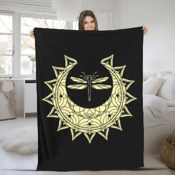 Discover Stargazer Mystical Wicca Insect Dragonfly Crescent Moon Fleece Blankets