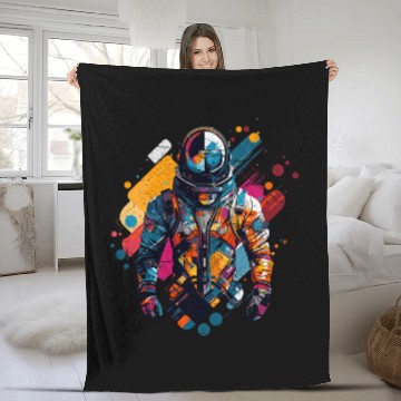 Discover Galactic Harmony Astronaut in Colorful Geometric Splendor Baseball Tees Fleece Blankets