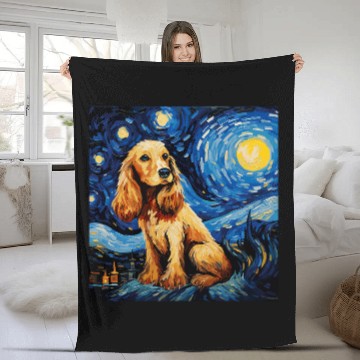 Discover Cocker Spaniel Starry Night For Dog Mom Dog Dad Fleece Blankets