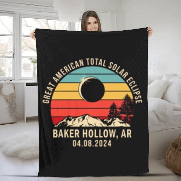Discover Baker Hollow AR Arkansas Total Solar Eclipse 2024 Fleece Blankets