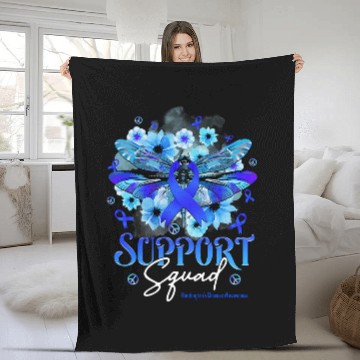 Discover Support Squad Dragonfly Flowers Huntingtons Disease Fleece Blankets