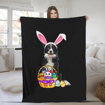 Discover Easter Egg Funny Border Collie Easter Zip Fleece Blankets