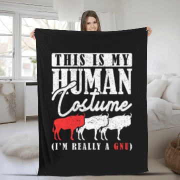 Discover This Is My Human Costume IM Really A Gnu Gnu Design Baseball Tees Fleece Blankets