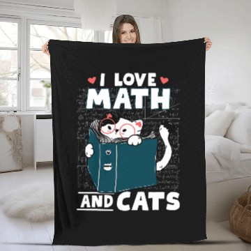 Discover Math Nerd Math Teacher Cat Lover I Love Math And Cats Fleece Blankets