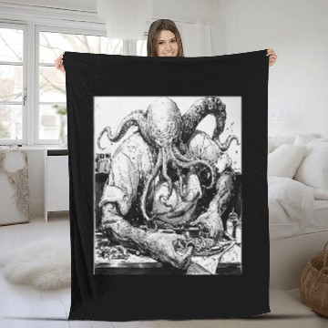Discover Cthulhu Chef Line Cook Sea Captain In Kitchen Galley Art Fleece Blankets