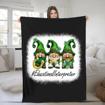 Discover Educational Interpreter Lucky Women Gnomes St Patricks Day Fleece Blankets