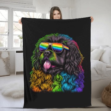 Discover LGBT Gay Pride Newfoundland dog Fleece Blankets