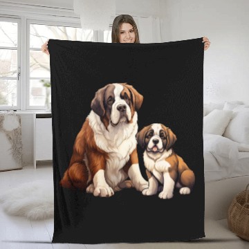 Discover Cute Dogs Saint Bernard Fleece Blankets