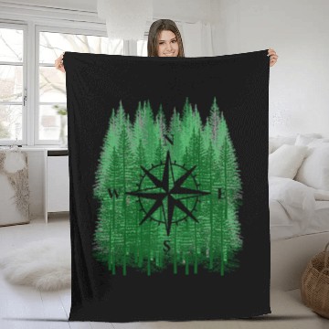 Discover Forest hiking wind rose nature forester hunter compass Fleece Blankets