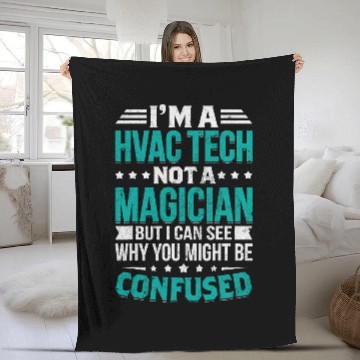 Discover Im A HVAC Tech Not Magician HVAC Technician vintages Novelty Fleece Blankets
